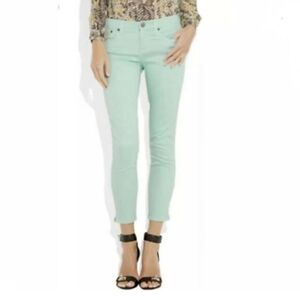 NEW J. Crew ankle toothpick super skinny denim jeans mint green 27